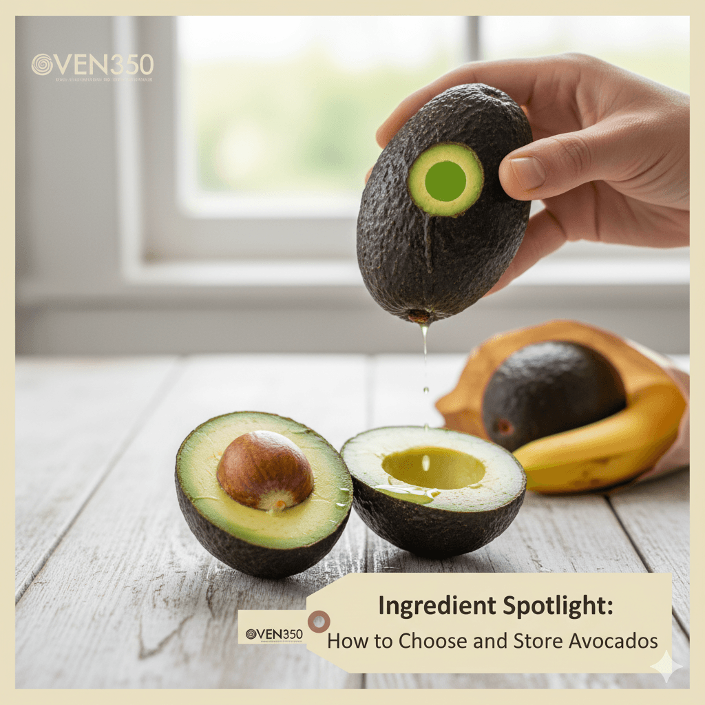 Ripe avocado sliced in half with pit and green flesh