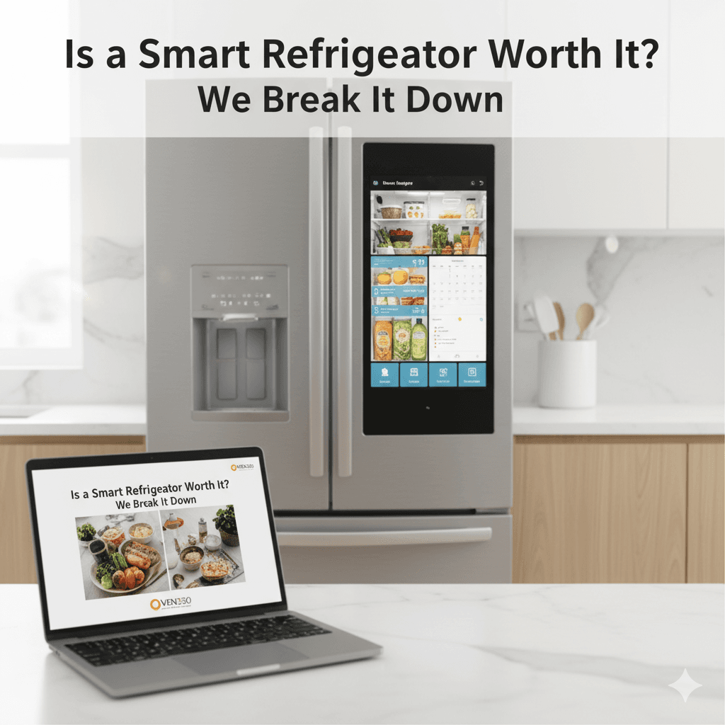 Modern smart refrigerator with touchscreen and internal cameras