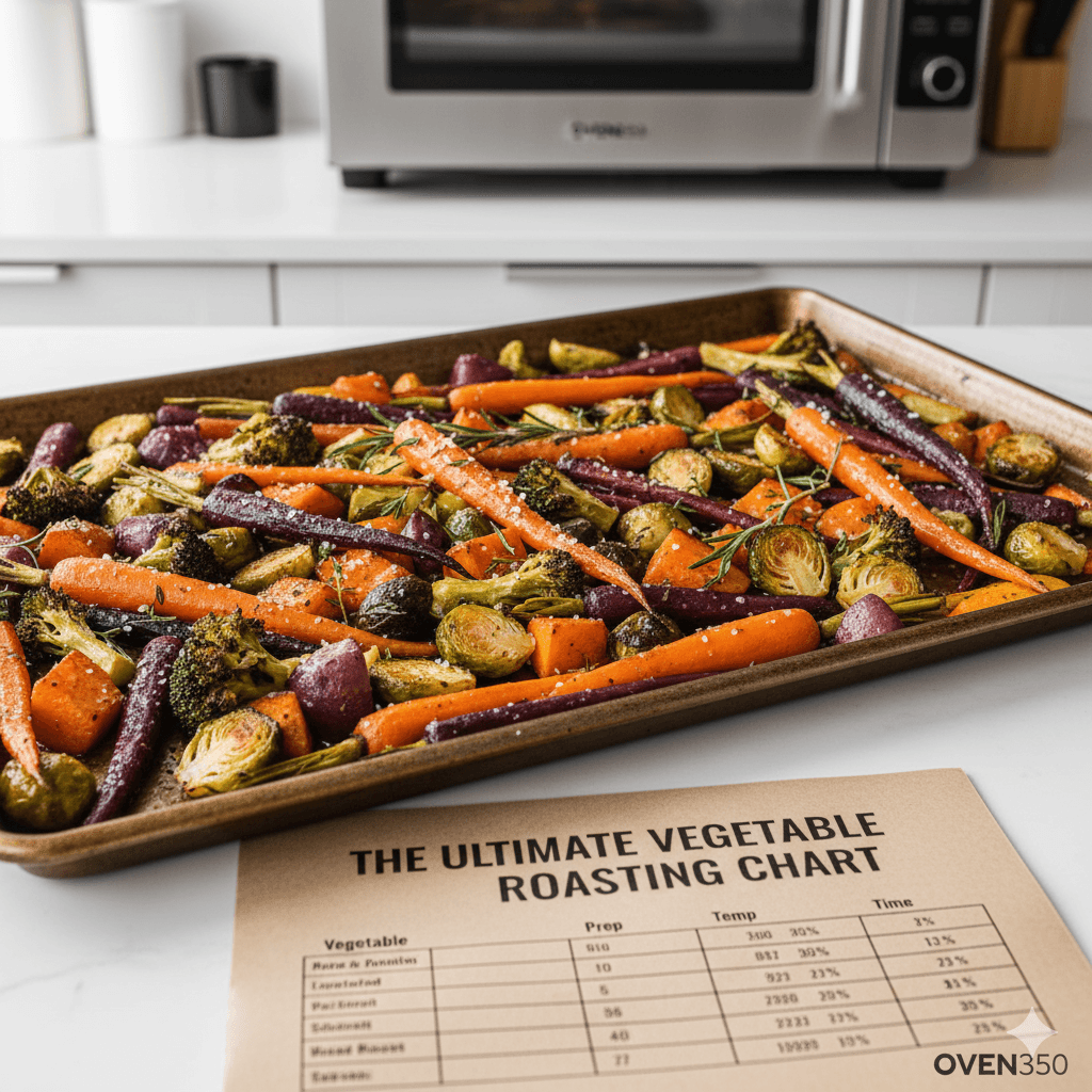 Tray of perfectly roasted colorful vegetables