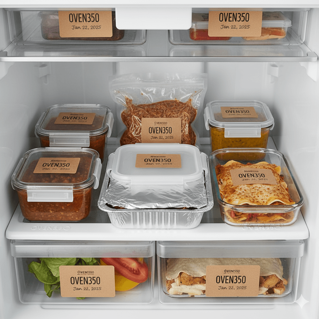 Prepared freezer meals in containers ready for the week