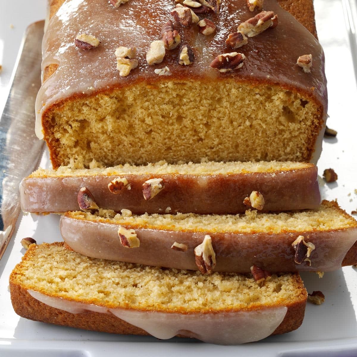 Glazed Spiced Rum Pound Cake with Pecan